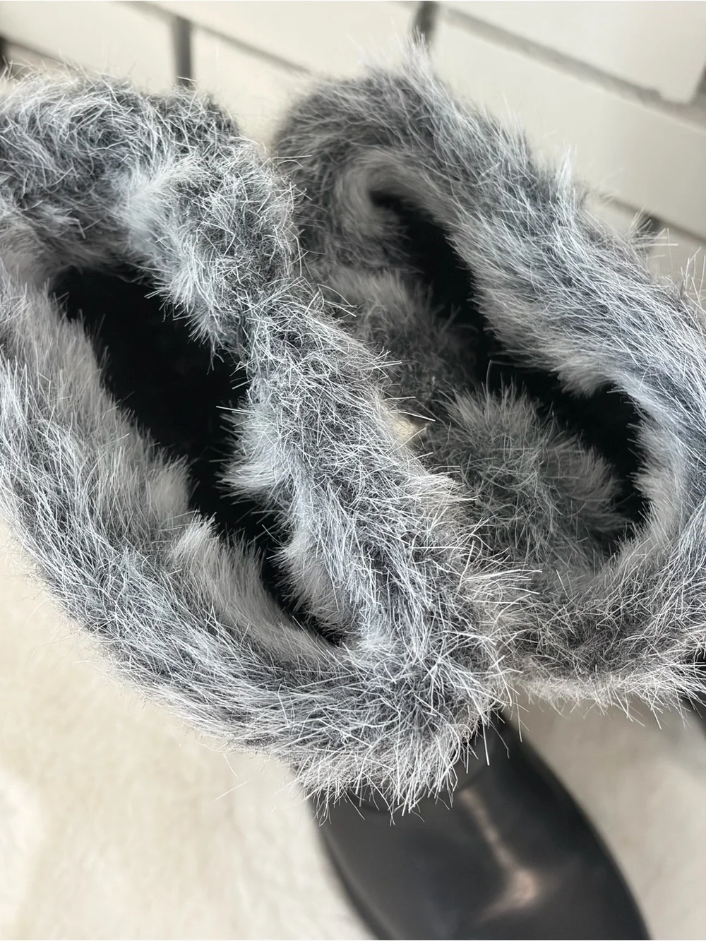 totes Black Knee-High Faux-Fur Trim Riding Boots
